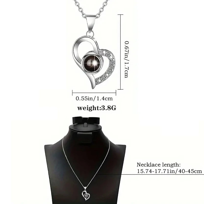 Eternal Heart-Shaped Red Rose Necklace with Gift Box