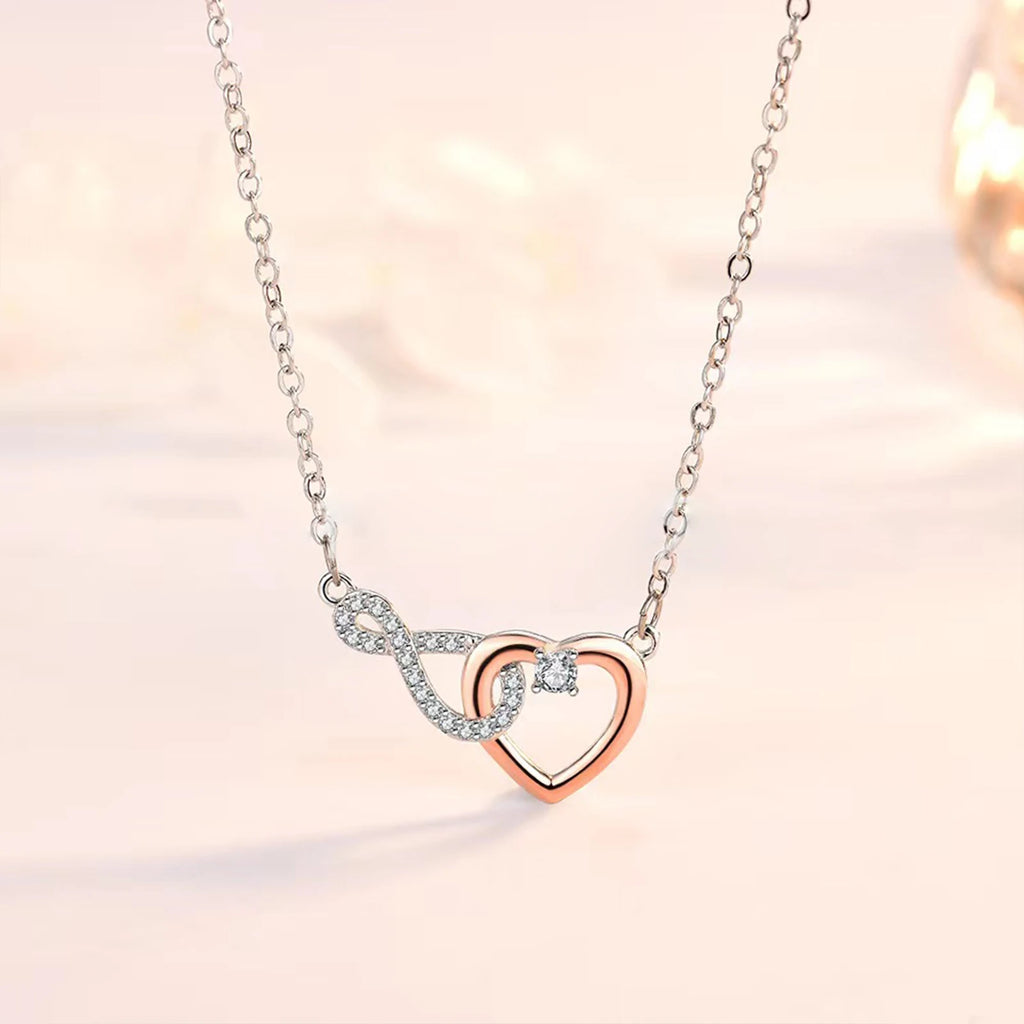 Infinity Bloom Heart Necklace for Girlfriend with Gift Box