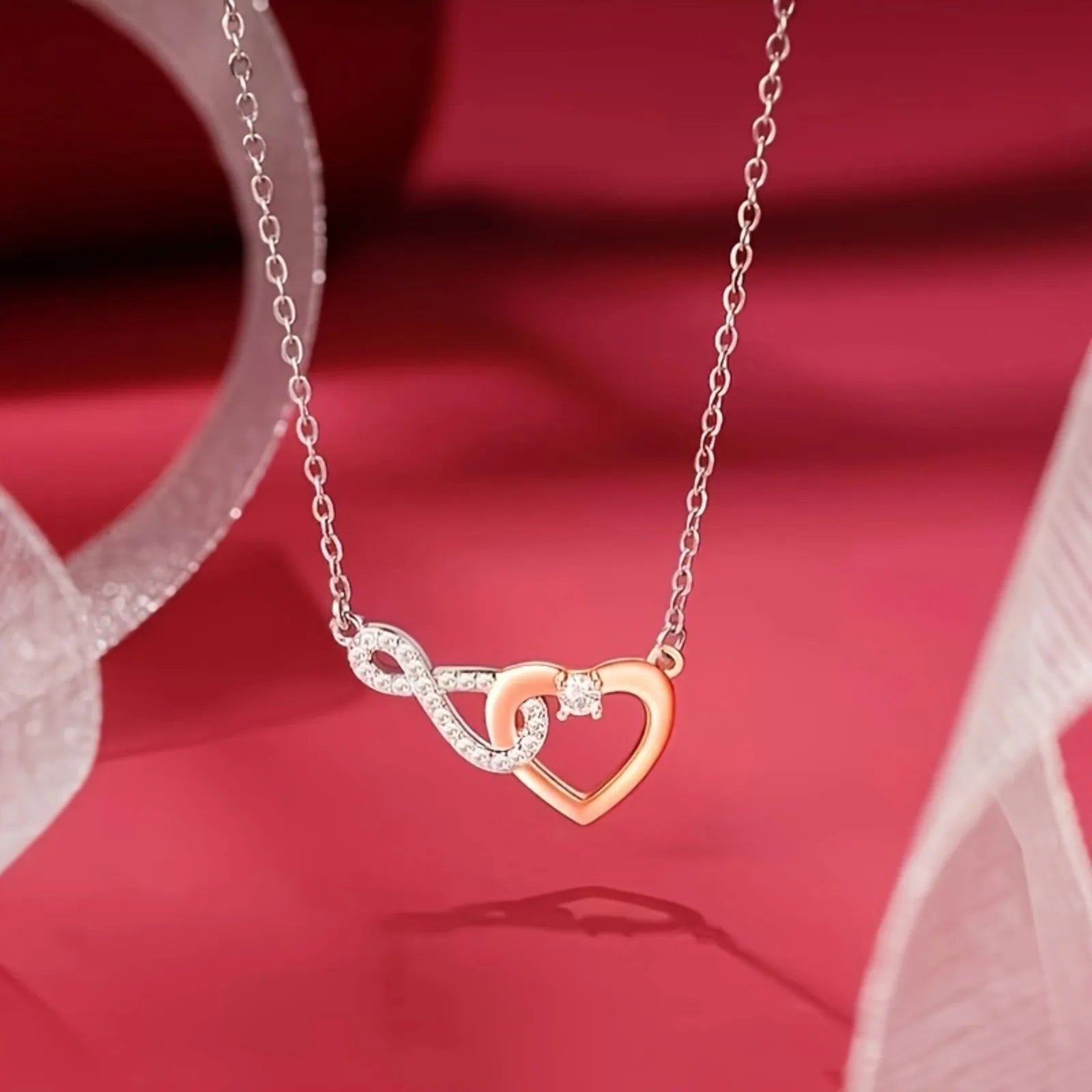 Infinity Bloom Heart Necklace for Girlfriend with Gift Box