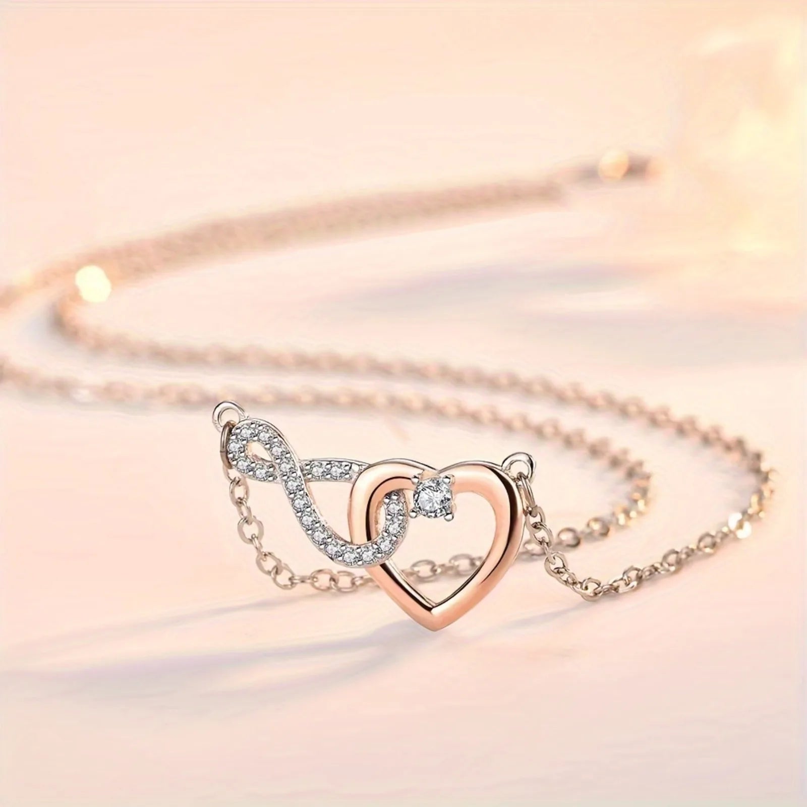 Infinity Bloom Heart Necklace for Girlfriend with Gift Box