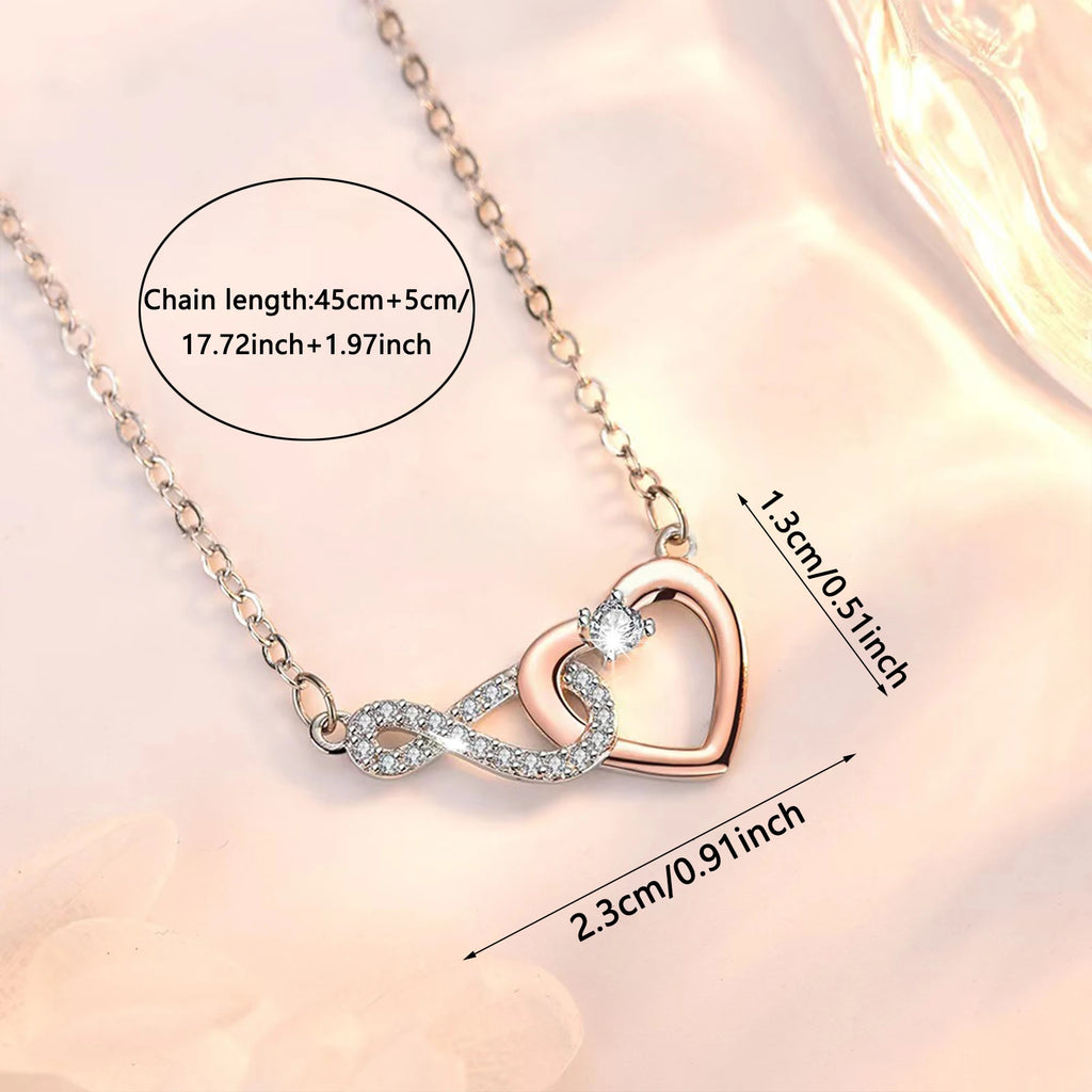 Infinity Bloom Heart Necklace for Girlfriend with Gift Box