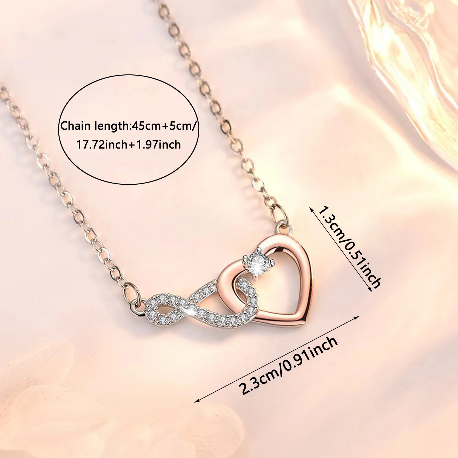 Infinity Bloom Heart Necklace for Girlfriend with Gift Box